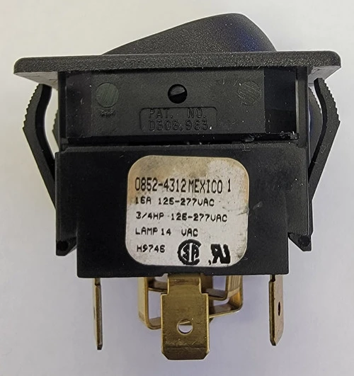 0852-4312 McGill On-Off-On Rocker With 2 14 Volt Red Lamps, Spade Terminals With Jumpers 1 0852-4312 McGill On-Off-On Rocker With 2 14 Volt Red Lamps, Spade Terminals With Jumpers