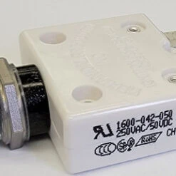 1600-042-050 Push To Reset 5 Amp Circuit Breaker, 15/32 Metal Bushing With Step & Red Trip Indicator