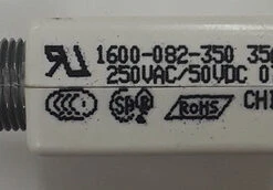 1600-082-350-A2 Push To Reset Circuit Breaker, 35 Amps, White Button, Bent Screw Terminals