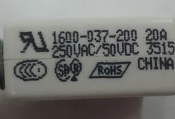 1600-037-200 Push To Reset Circuit Breaker, 20 Amp, White Button, Spade Terminals