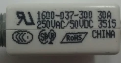 1600-037-300 Push To Reset Circuit Breaker, 30 Amps, White Button, Spade Terminals