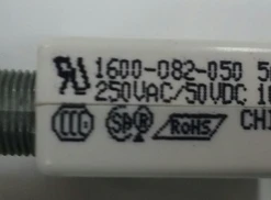 1600-082-050 Push To Reset Circuit Breaker, 5 Amp, White Button, Bent Screw Terminals