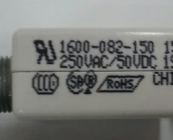 1600-082-150 Push To Reset Circuit Breaker, 15 Amp, White Button, Bent Screw Terminals