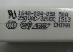 1648-084-050 Plastic Bushing 50 Amp Push To Reset Breaker, Screw Terminals, White Button