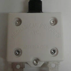 1680-037-050 Push To Reset 5 Amp Circuit Breaker, 3/8-27 Bushing, Spade Terminals, White Button