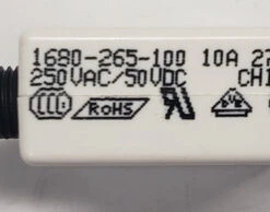 1680-265-100 Push To Reset 10 Amp Circuit Breaker, Screw Terminals