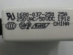 1680-037-250 Push To Reset 25 Amp Circuit Breaker, 3/8-27 Bushing, Spade Terminals, White Button