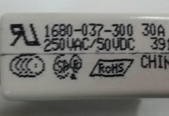 1680-037-300 Push To Reset 30 Amp Circuit Breaker, 3/8-27 Bushing, Spade Terminals, White Button