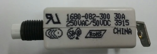1680-082-300 Push To Reset 30 Amp Circuit Breaker, 3/8-27 Bushing, Screw Terminals, White Button 1 1680-082-300 Push To Reset 30 Amp Circuit Breaker, 3/8-27 Bushing, Screw Terminals, White Button