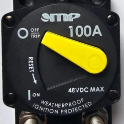 875-S1-100-2 Heavy Duty Marine Grade Surface Mount 100 Amp Circuit Breaker, Switchable Bar Arm