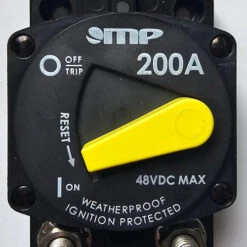 875-S1-200-2 Heavy Duty Marine Grade Surface Mount 200 Amp Circuit Breaker, Switchable Bar Arm