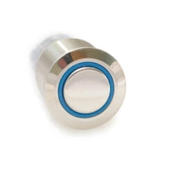 CH2LESB110S 16 Mm Anti Vandal Sealed Latching Push Button Switch, 110 Volt Blue Lit Ring