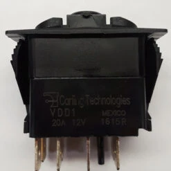 VDD1B60B Double Pole Carling V Series On-On Rocker Switch, Single Dependent Lamp, Spade Terminals