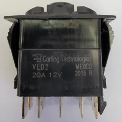 VLD2YHHB Carling V Series Double Pole Double Momentary Rocker Switch, 2 Green Leds