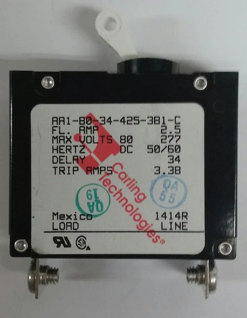 AA1-B0-34-425-3B1-C Carling Single Pole 2.5 Amp Magnetic Circuit Breaker 1 AA1-B0-34-425-3B1-C Carling Single Pole 2.5 Amp Magnetic Circuit Breaker