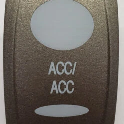 Accessory Rocker Switch Cap, Pewter With 2 White Lens, ACC/ACC Icon, Carling V Series