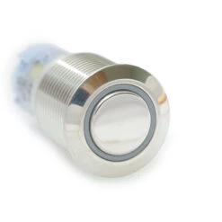 CH2LESG110S 16 Mm Anti Vandal Sealed Latching Push Button Switch, 110 Volt Green Lit Ring