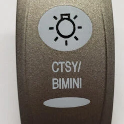 Pewter Courtesy Bimini Carling V Series Rocker Switch Cap, Pewter With 2 White Lens, Ctsy Light Symbol