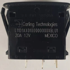 L11D1AX01 Carling L Series Rocker Switch, Raised Bezel, Single Pole, On-Off, Independent Blue Led