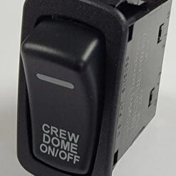 Crew Dome On Off Carling Rocker Switch, DPDT, On-Off-On, Two 24V Red LEDs, 15A,