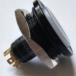 Otto Sealed Illuminated Dome Push Button, SPDT, 12 Volt White LED, White Button Black Case