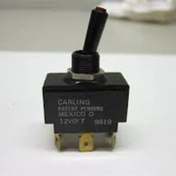 LT-1561-701-012 Carling On-Off-On Red Lit Tip Toggle Switch, Lit In All Positions, Black Bat Handle