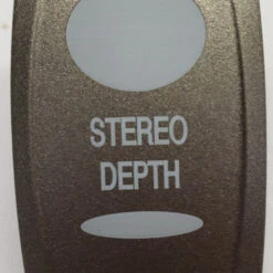 Stereo Depth Rocker Switch Cap, Pewter With 2 White Lens, Stereo Depth Icon, Carling V Series