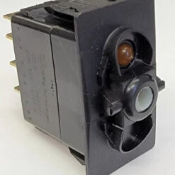 VJD2XN0B On-Off-On Carling V Series Rocker Switch, 1 Amber LED, DPDT, 3 Position