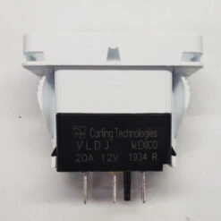 VLDJS002 Contura X Carling V Series Rocker, DPDT, Momentary, Raised Bezel, White Base